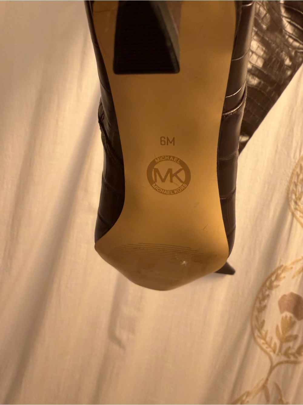 Michael Kors Brown Croc-Embossed Over-the-Knee Pointed Boots (NWOB) - Picture 5 of 6